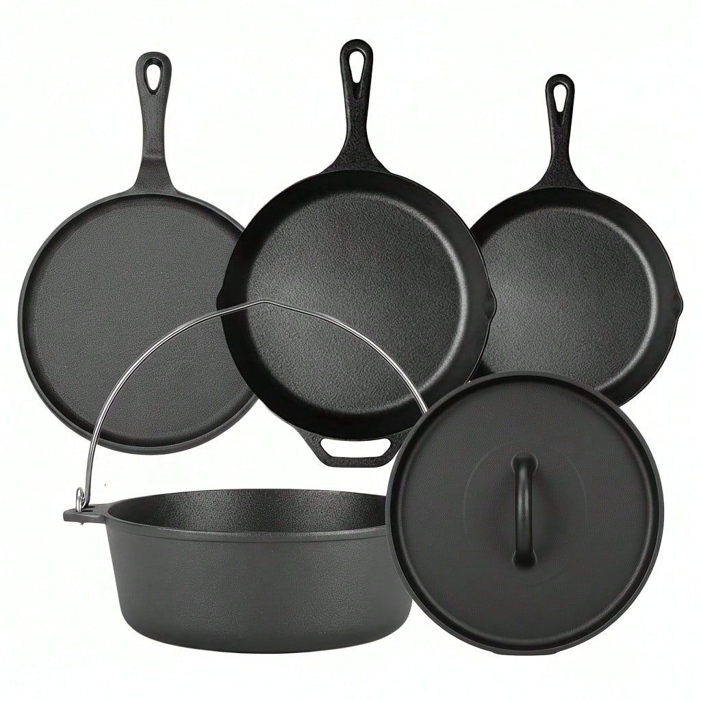 Camping Cooking Set For 4 - PACILACK Cast Iron Pots And Pans