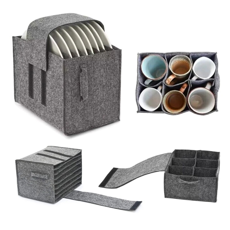Camping Cooking Disc - Felt Plate Dish Cup Storage Bag
