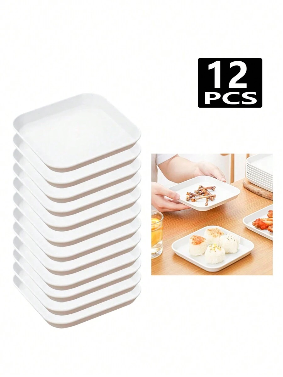 Camping Cooking Disc - 4/8/12pcs White plastic square plate spit