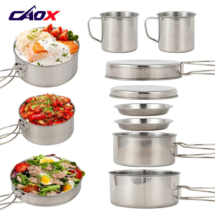 CAOX 8pcs/Set Camping Cookware - Camping Cooking Hot Plate 评论和价格