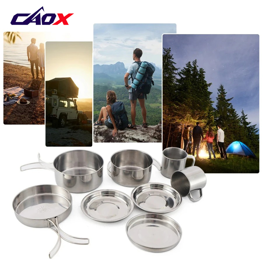 CAOX 8pcs/Set Camping Cookware - Camping Cooking Hot Plate 评论和价格
