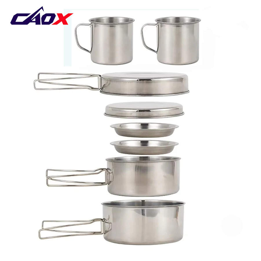 CAOX 8pcs/Set Camping Cookware - Camping Cooking Hot Plate 评论和价格