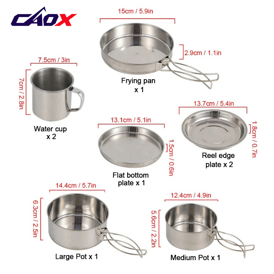 CAOX 8pcs/Set Camping Cookware - Camping Cooking Hot Plate 评论和价格