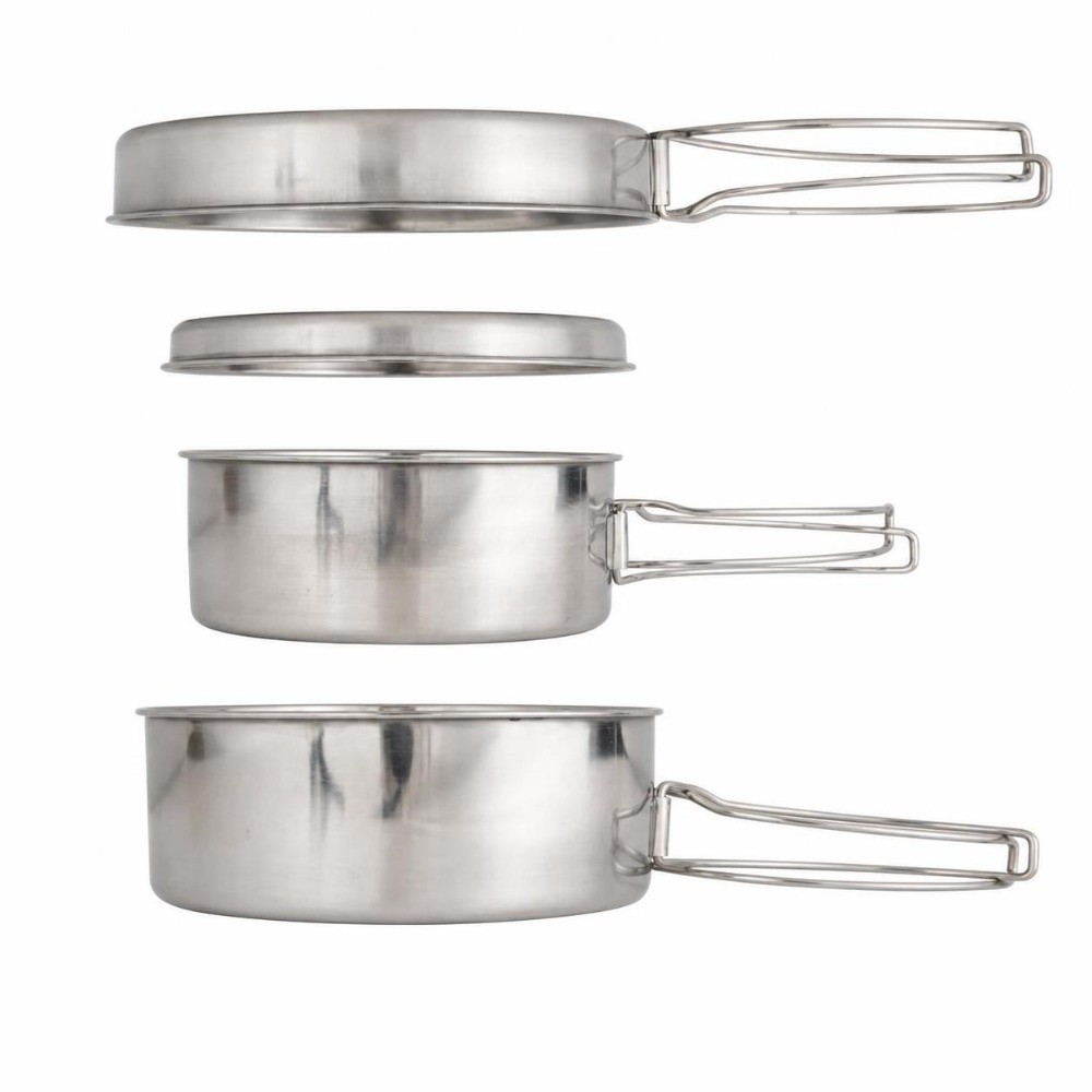 4 Pcs Portable Stainless Steel - Camping Cooking Set For 4 评论和价格