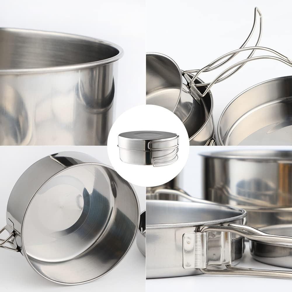 4 Pcs Portable Stainless Steel - Camping Cooking Set For 4 评论和价格