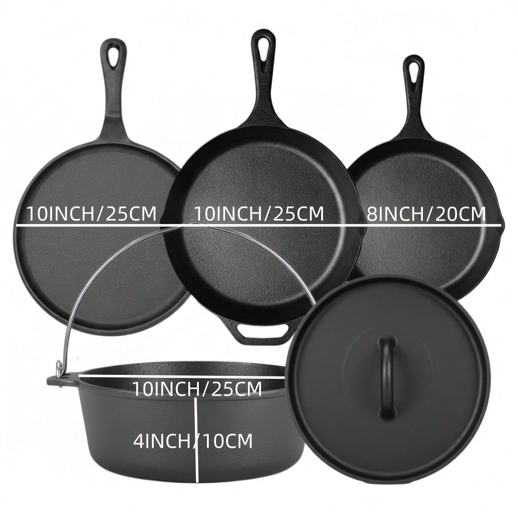 PACILACK Cast Iron Pots And Pa - Camping Cooking Set For 4 评论和价格