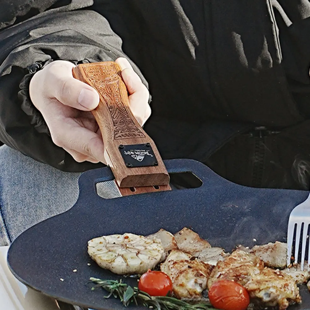Outdoor Natural Wood Grill Pan - Camping Cooking Disc 评论和价格