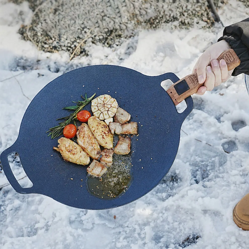 Outdoor Natural Wood Grill Pan - Camping Cooking Disc 评论和价格