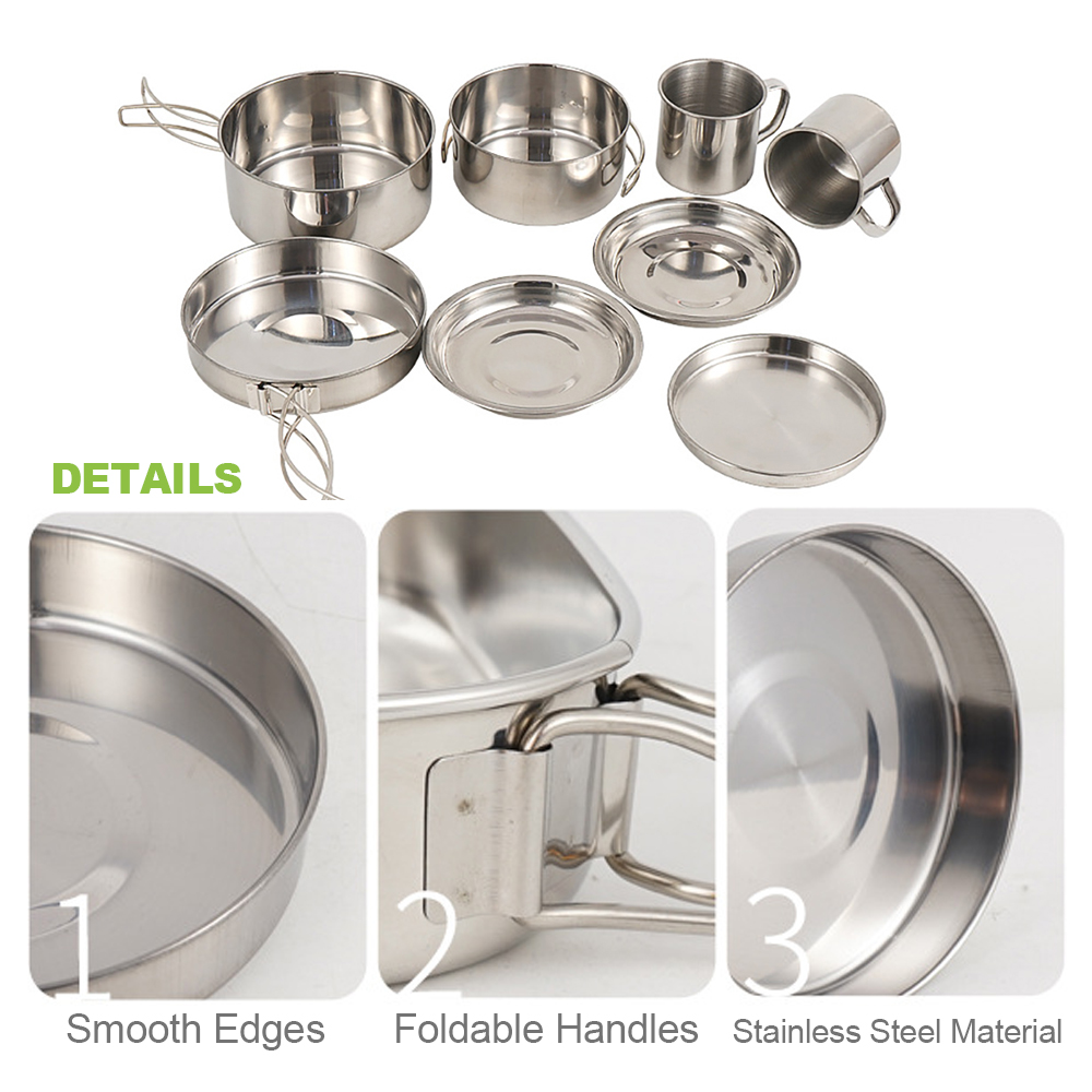 Camping Cookware Mess Kit 8PCS - Camping Cooking Hot Plate 评论和价格
