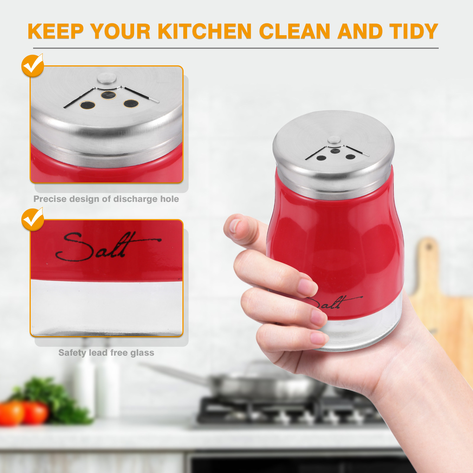 2Pcs Glass Salt Shaker Set Sta - Camping Cooking 评论和价格
