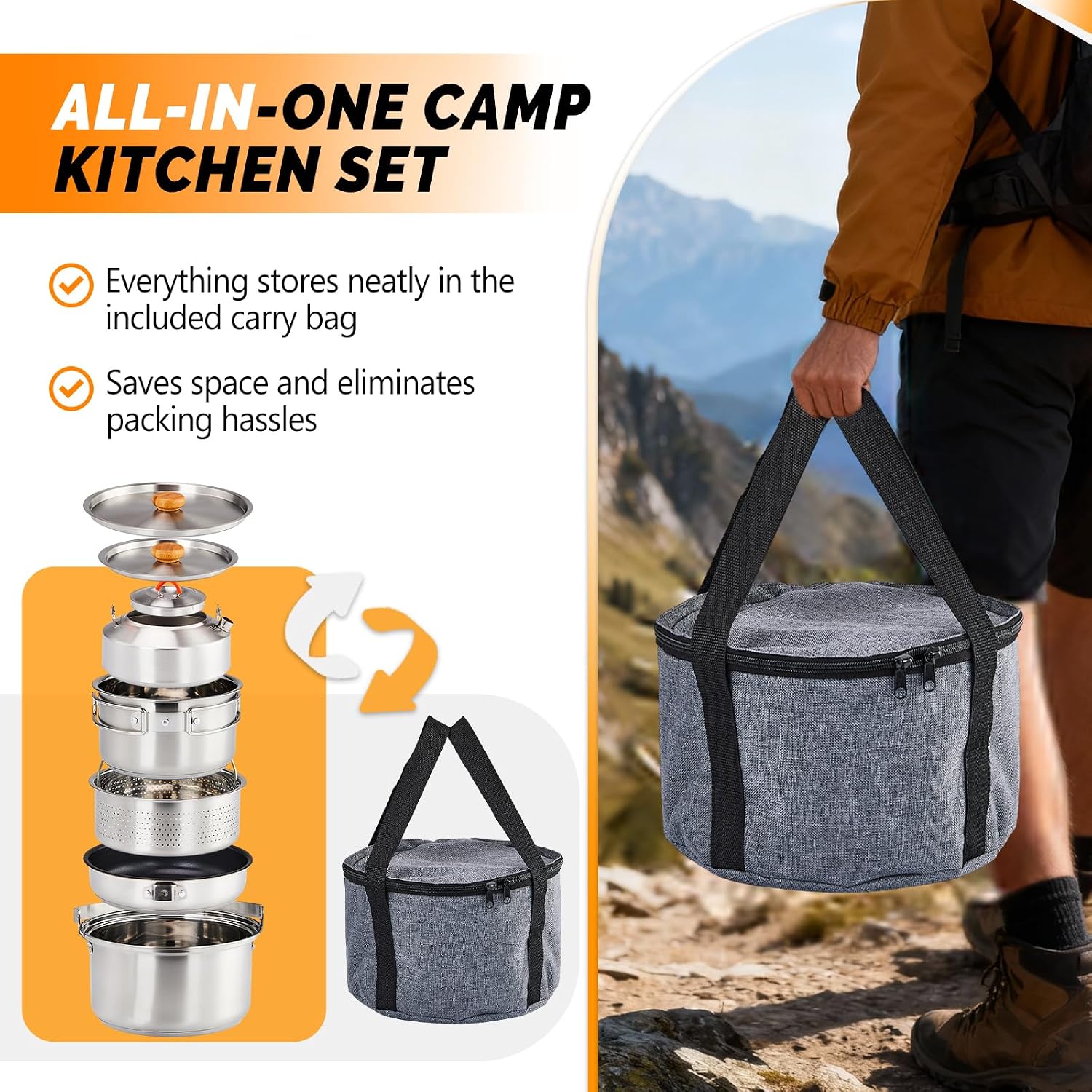 6pcs Cookware Set, 304 Stainle - Camping Cooking Bag 评论和价格
