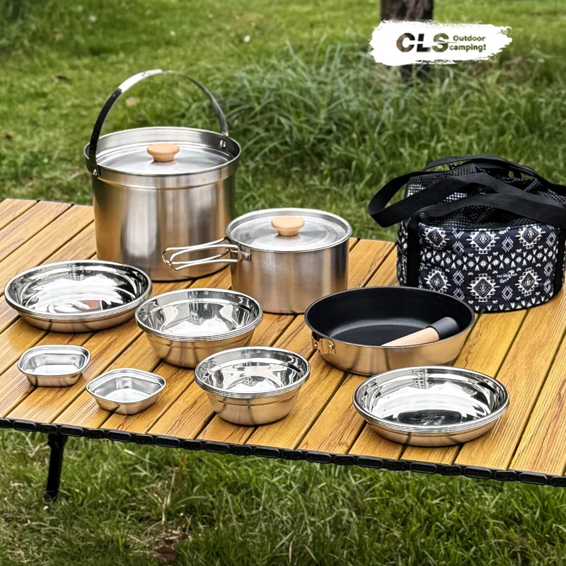 CLS&NOBANA Newset Outdoor Camp - Camping Cooking Set For 4 评论和价格