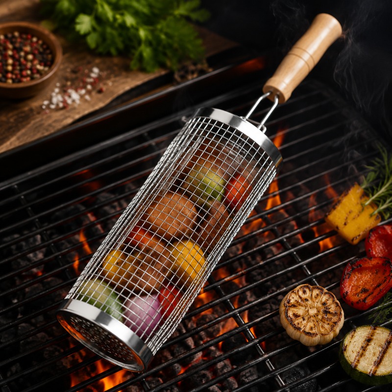 Round Barbecue Grill Basket Se - Camping Cooking Device 评论和价格