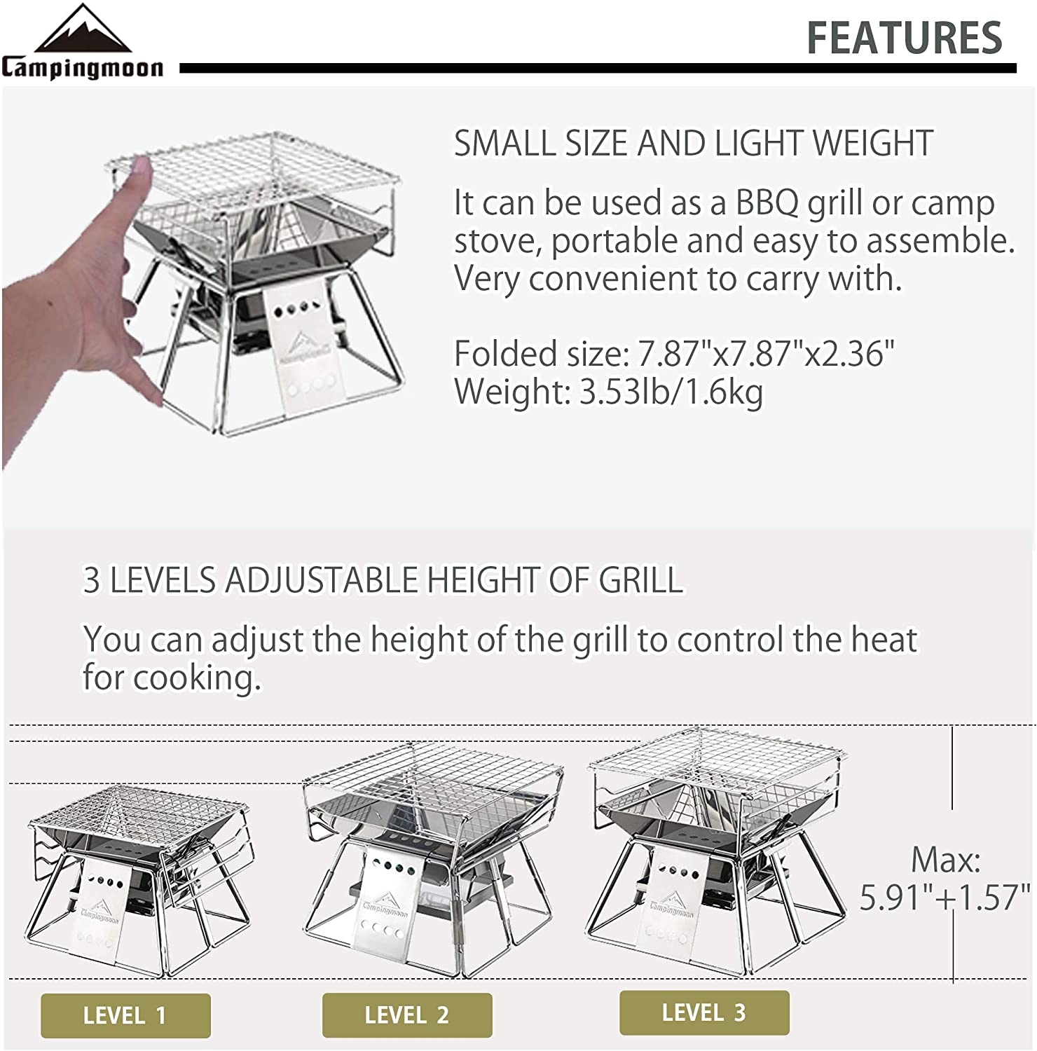 Campingmoon Outdoor Camping Bb - Charcoal Chimney Starter 评论和价格