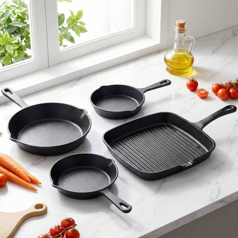 4-Piece Cast Iron Cookware Set - Camping Cooking Set For 4 评论和价格