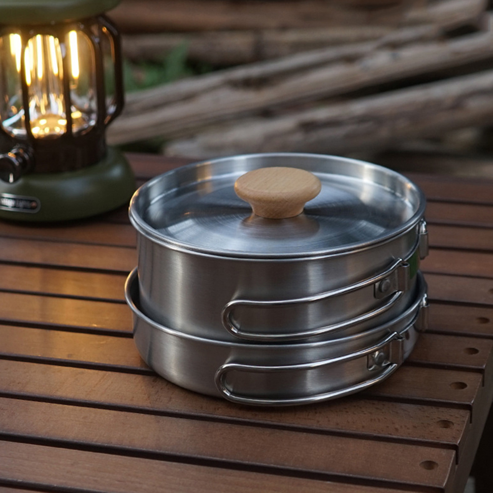 Portable Camping Pan Stainless - Camping Cooking Equipment Bag 评论和价格