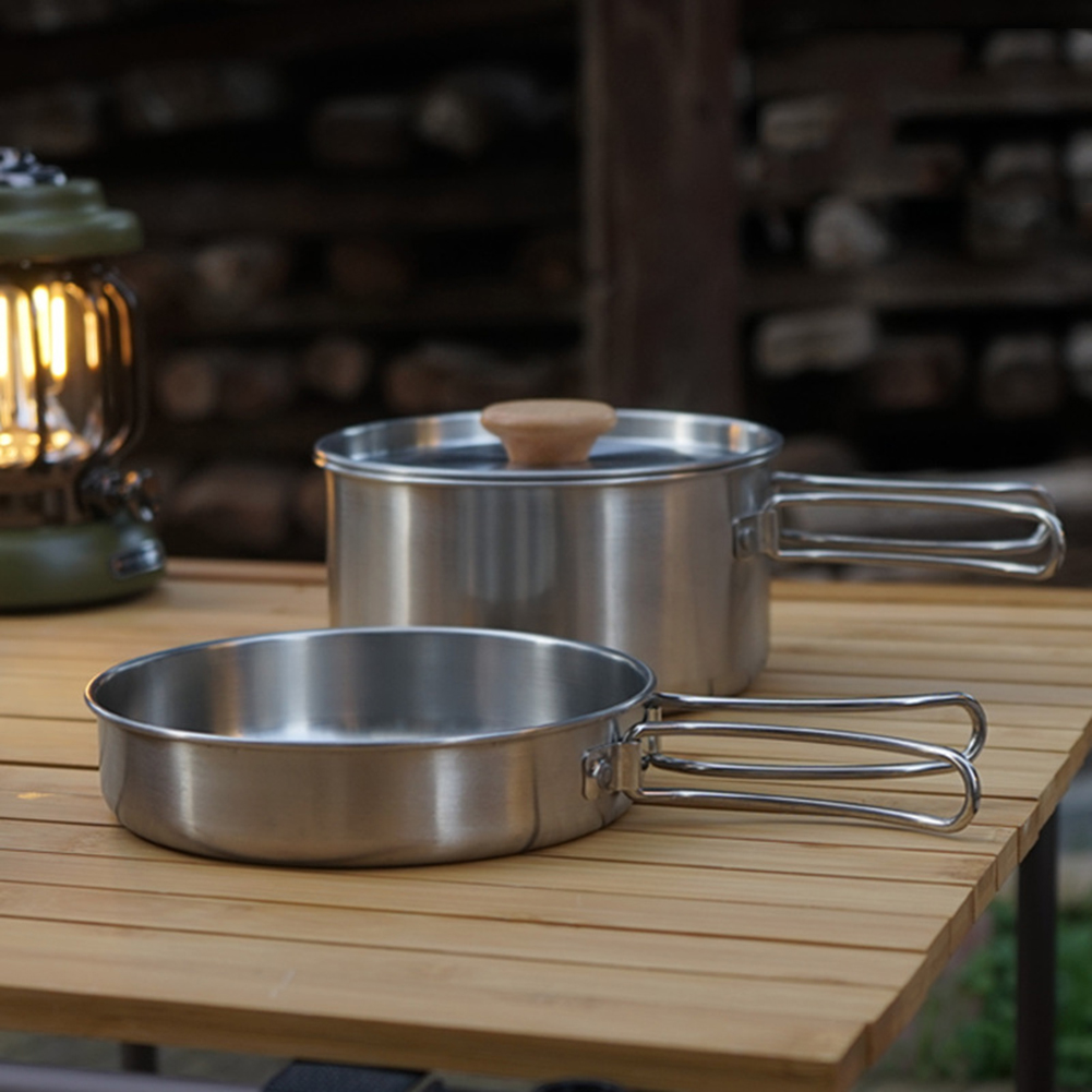 Portable Camping Pan Stainless - Camping Cooking Equipment Bag 评论和价格