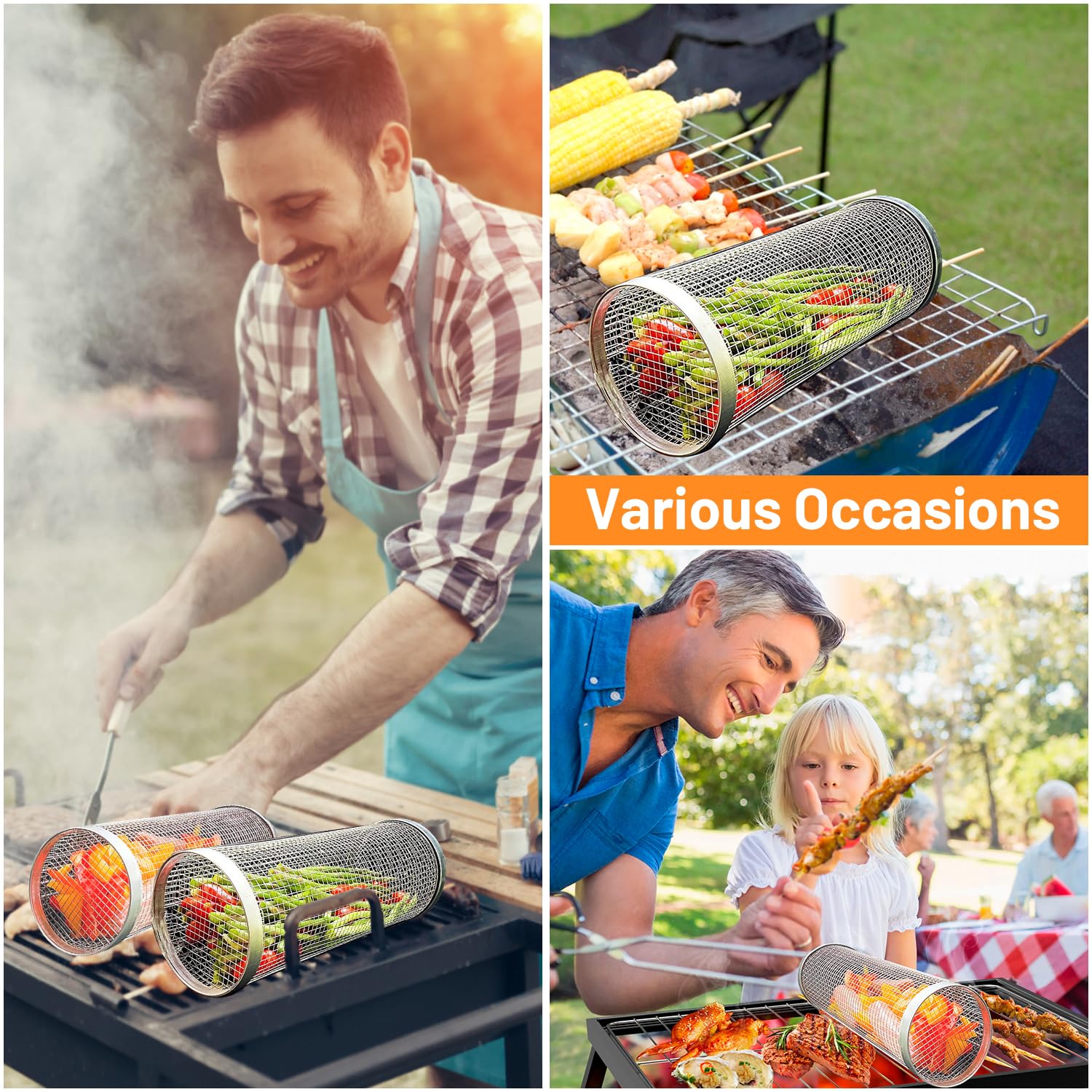 2 Pieces Rolling Grilling Bask - Camping Cooking Youtube 评论和价格
