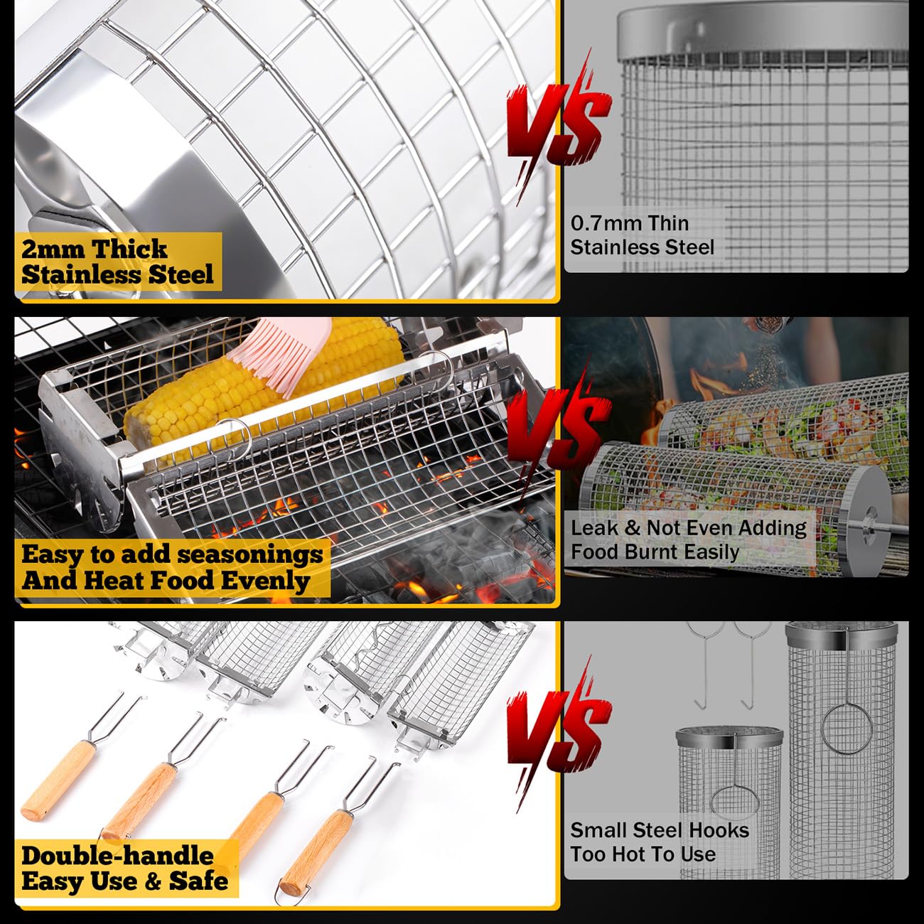 BUYYES Rolling Grill Basket BB - Camping Cooking Youtube 评论和价格
